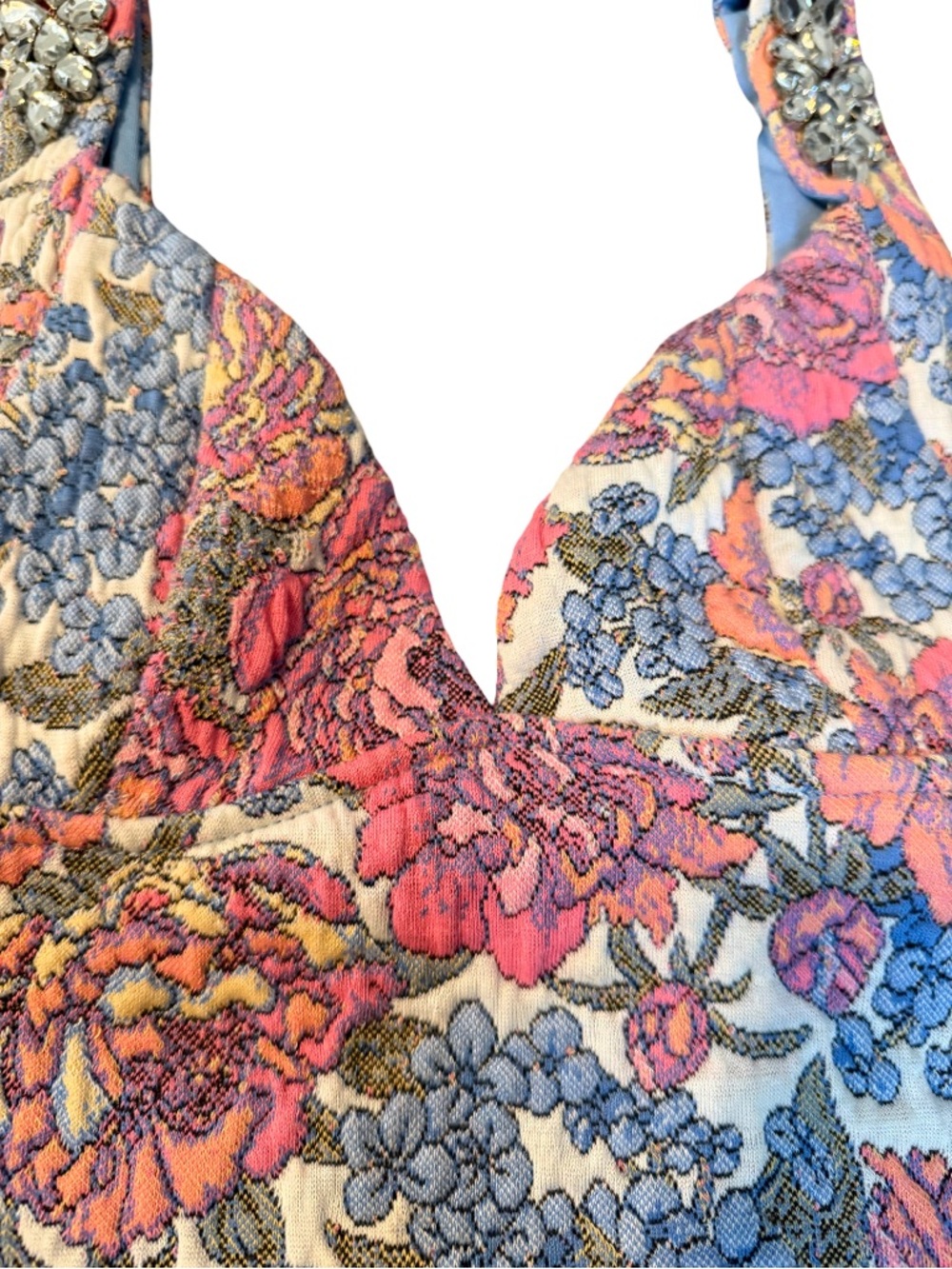 Floral Sweat Heart Cropped Top in Pink and Blue Size S Corset, Festival, Concert - Picture 4 of 8